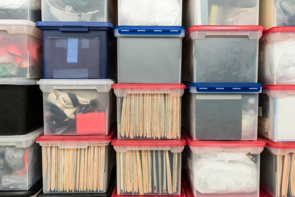 Storage boxes full of files 