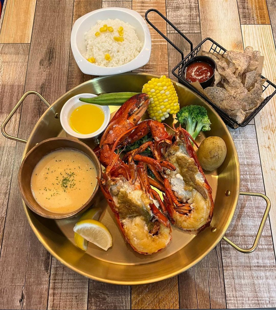 Lobster meal at Robot Boil House