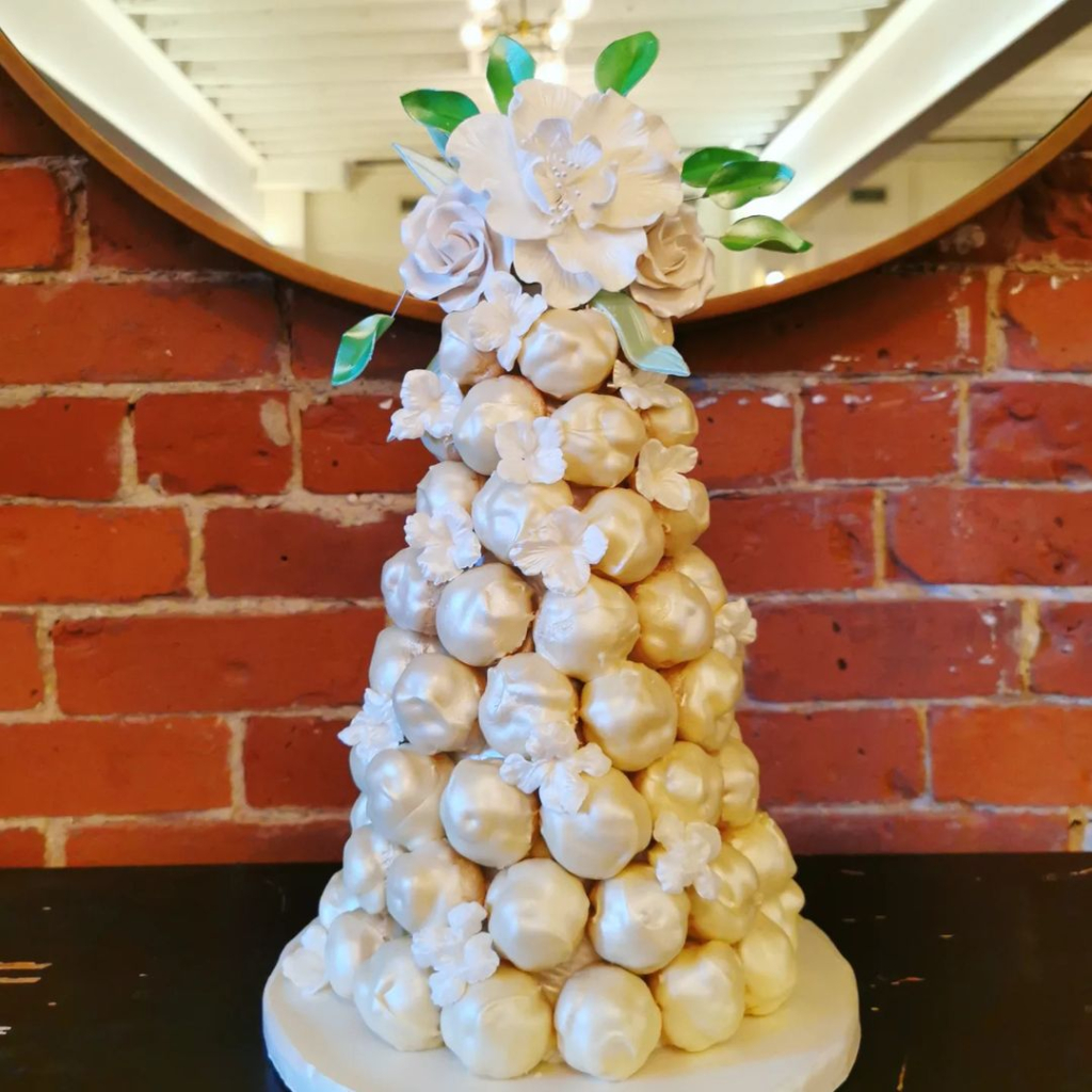 Puff tower wedding cake