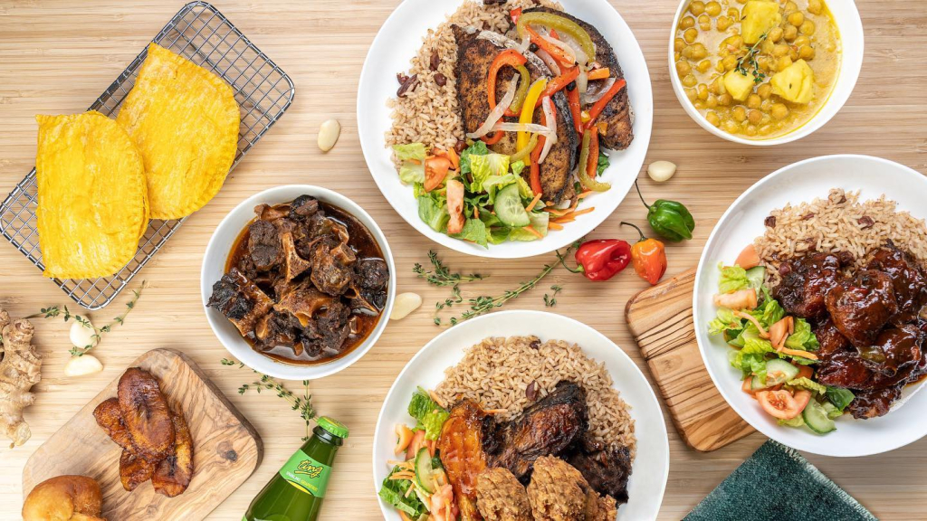 Various dishes from the Islands Caribbean Cookshop