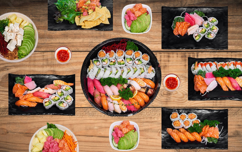 Various sushi dishes