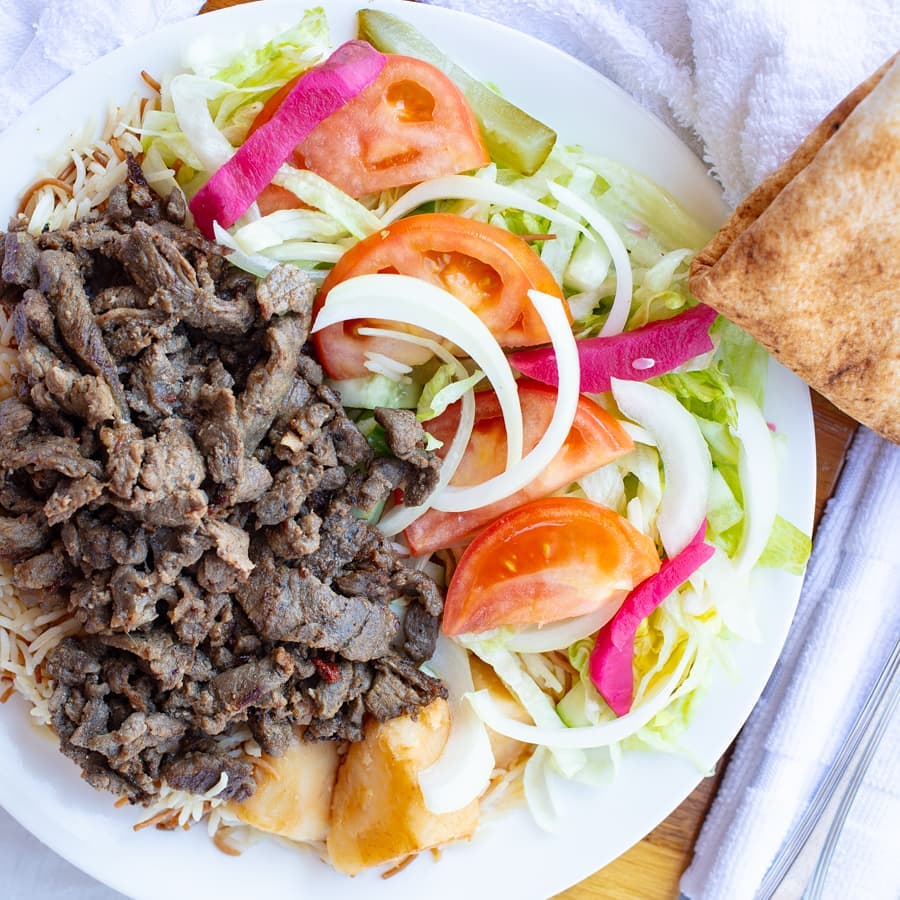 Beef Shawarma Plate from Top Grill Shawarma